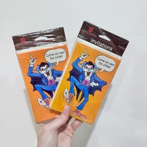Vintage Americann Greetings Vampire Halloween party invites - 2 pack